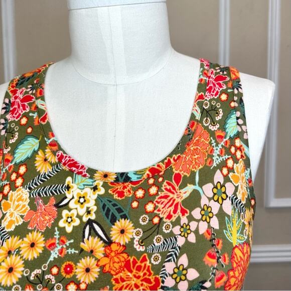 MATILDA JANE Women’s Sleeveless Layered Casual Floral Green Tank Flowy Sz Small - Picture 7 of 16
